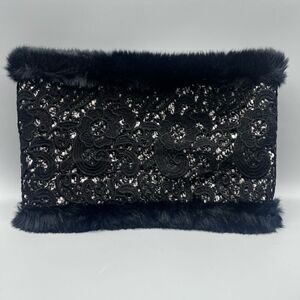 Ann Taylor Lace Black Faux Fur Neck Warmer